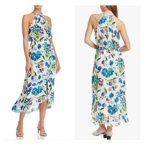 PARKER Silk Blend Dottie Printed Halter Maxi Dress, High/Low, Sz S